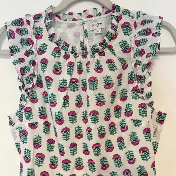 NWT J.Crew Mini Dress With Ruffle Sleeve White Floral Size 6 - Picture 4 of 8